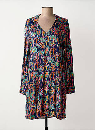Robe courte coupe évasée manches longues bleu LOLA ESPELETA femme