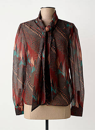 Chemisier tissage crêpe manches longues orange MOLLY BRACKEN femme