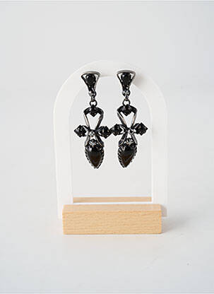 Boucles d’oreilles matériaux métal noir KONPLOTT femme