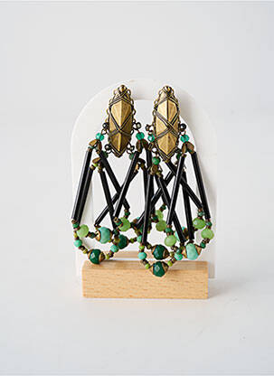 Boucles d’oreilles ornement perles vert KONPLOTT femme