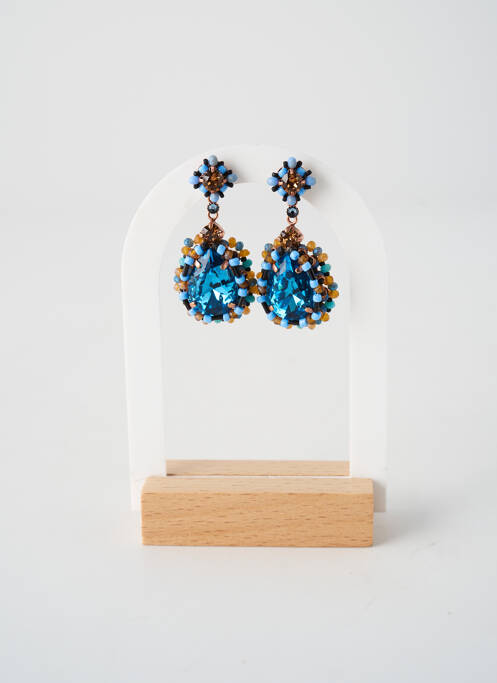 Boucles d’oreilles matériaux métal bleu KONPLOTT femme