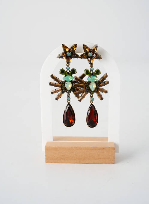 Boucles d’oreilles ornement oxyde de zirconium marron KONPLOTT femme