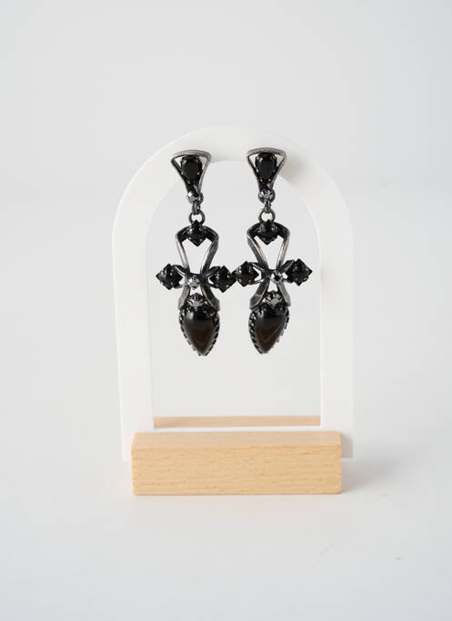 Boucles d’oreilles matériaux métal noir KONPLOTT femme