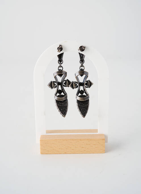 Boucles d’oreilles matériaux métal noir KONPLOTT femme