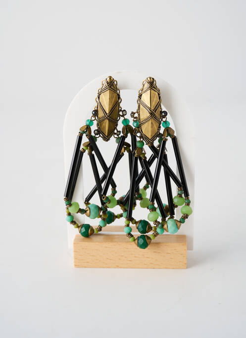 Boucles d’oreilles ornement perles vert KONPLOTT femme