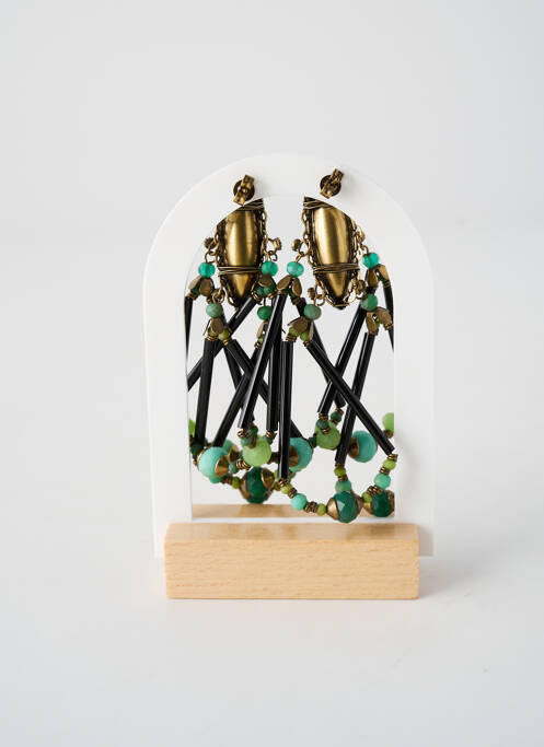 Boucles d’oreilles ornement perles vert KONPLOTT femme