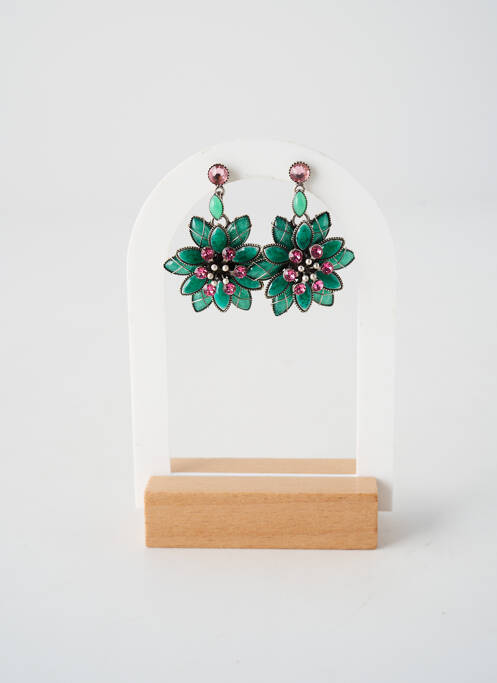 Boucles d’oreilles ornement oxyde de zirconium vert KONPLOTT femme