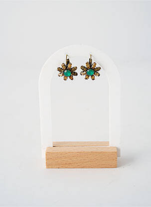 Boucles d’oreilles matériaux métal vert KONPLOTT femme