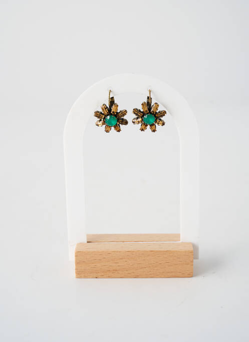 Boucles d’oreilles matériaux métal vert KONPLOTT femme