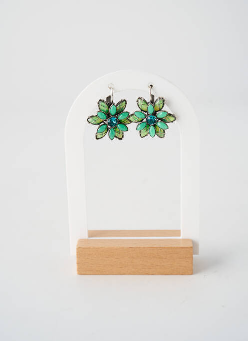 Boucles d’oreilles ornement oxyde de zirconium vert KONPLOTT femme