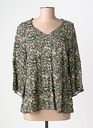 Blouse tissage popeline manches 3/4 vert MERI & ESCA femme