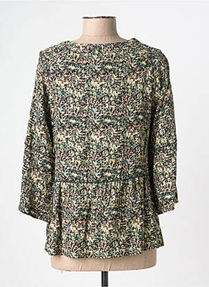 Blouse tissage popeline manches 3/4 vert MERI & ESCA femme