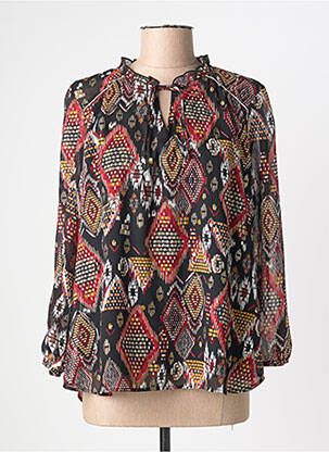 Blouse imprimé fantaisie manches longues noir CHRISTINE LAURE femme