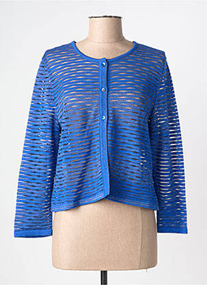Gilet manches longues col rond bleu GREGORY PAT femme