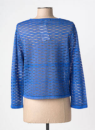 Gilet manches longues col rond bleu GREGORY PAT femme