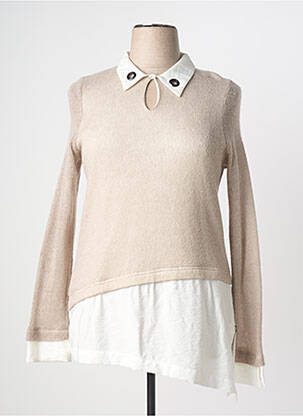 Pull tunique manches longues manches longues beige MADO ET LES AUTRES femme