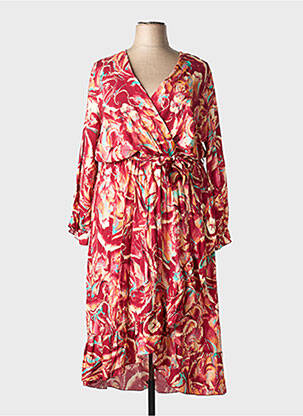 Robe longue manches longues manches longues rouge COULEURS DU TEMPS femme