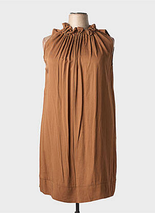 Robe mi-longue sans manche sans manche marron COULEURS DU TEMPS femme