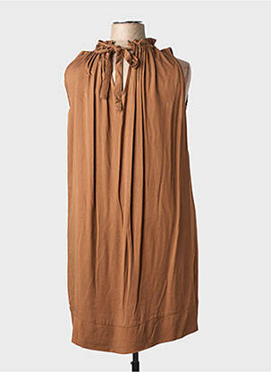 Robe mi-longue sans manche sans manche marron COULEURS DU TEMPS femme