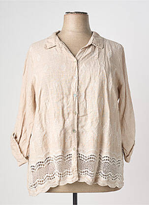 Chemisier tissage crêpe manches 3/4 beige COULEURS DU TEMPS femme