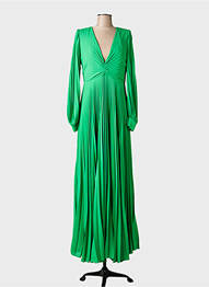 Robe longue manches longues manches longues vert ORNELYS femme