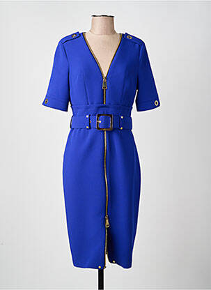 Robe mi-longue manches courtes manches courtes bleu SONIA K femme
