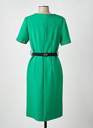 Robe mi-longue manches courtes manches courtes vert SONIA K femme