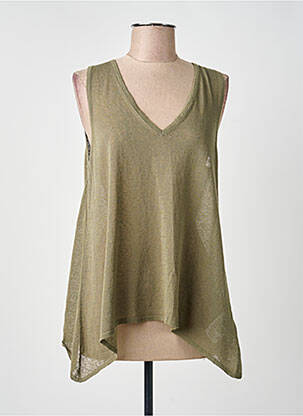 Top col v sans manche vert RIANI femme