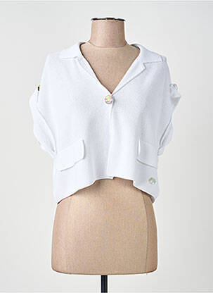 Gilet manches courtes fermeture boutonnée sur le devant blanc CINZIA CALDI femme