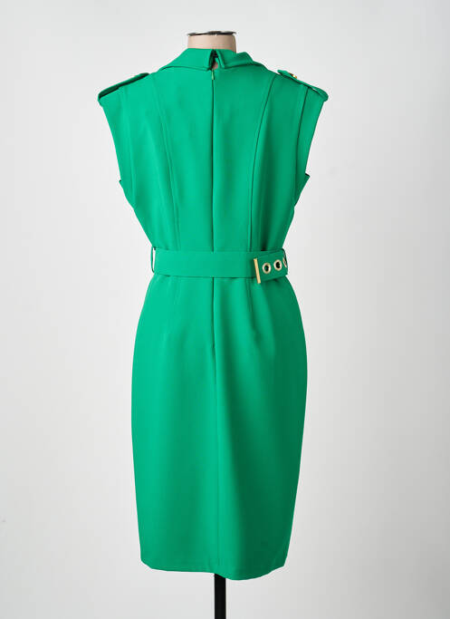 Robe mi-longue fermeture zippée au dos manches courtes vert SONIA K femme