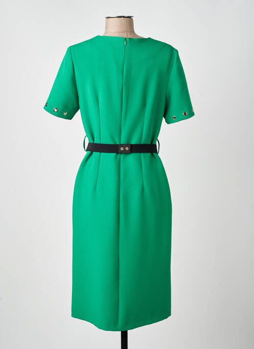 Robe mi-longue fermeture zippée au dos manches courtes vert SONIA K femme