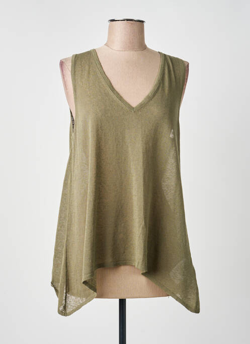 Top col v sans manche vert RIANI femme