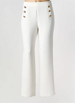 Pantalon droit tissage crêpe taille haute blanc CARLA LOTTI femme