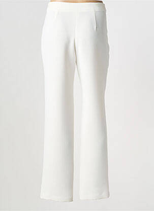 Pantalon droit tissage crêpe taille haute blanc CARLA LOTTI femme