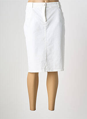 Jupe mi-longue stretch blanc BIANCA femme