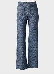 Pantalon droit fermeture zippée sous rabat boutonné taille normale bleu LA PETITE ETOILE femme