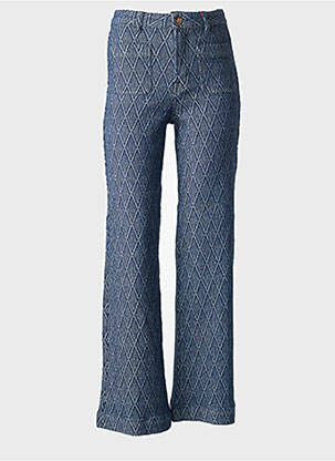 Pantalon droit fermeture zippée sous rabat boutonné taille normale bleu LA PETITE ETOILE femme