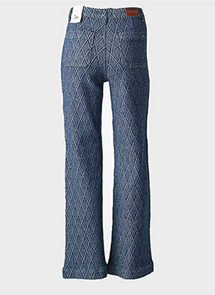 Pantalon droit fermeture zippée sous rabat boutonné taille normale bleu LA PETITE ETOILE femme