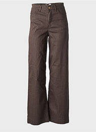 Pantalon droit fermeture zippée sous rabat boutonné taille normale marron NUMPH femme