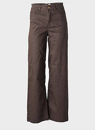 Pantalon droit fermeture zippée sous rabat boutonné taille normale marron NUMPH femme