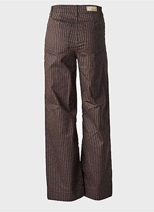 Pantalon droit fermeture zippée sous rabat boutonné taille normale marron NUMPH femme