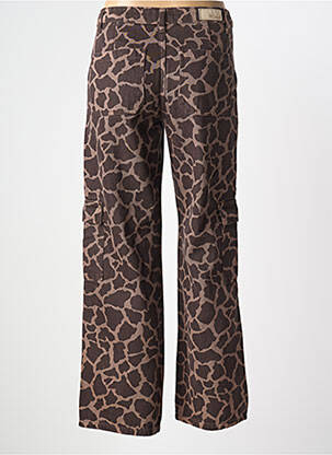 Pantalon droit fermeture zippée sous rabat boutonné taille normale marron NUMPH femme