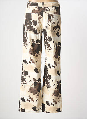 Pantalon droit fermeture zippée sous rabat boutonné taille normale beige NUMPH femme