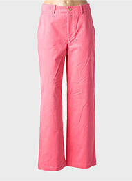 Pantalon droit fermeture zippée sous rabat boutonné taille normale rose NUMPH femme