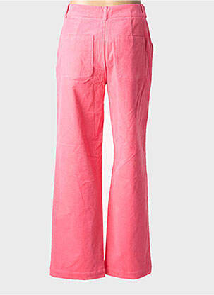 Pantalon droit fermeture zippée sous rabat boutonné taille normale rose NUMPH femme