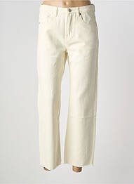 Pantalon droit fermeture zippée sous rabat boutonné taille normale beige ANDY & LUCY femme