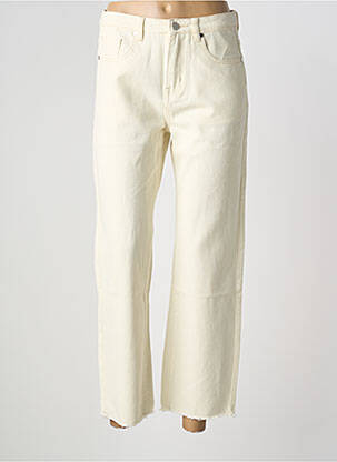 Pantalon droit fermeture zippée sous rabat boutonné taille normale beige ANDY & LUCY femme