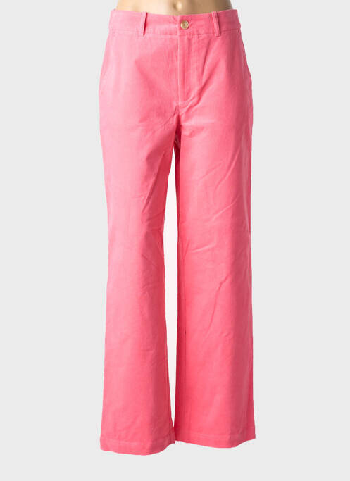 Pantalon droit fermeture zippée sous rabat boutonné taille normale rose NUMPH femme