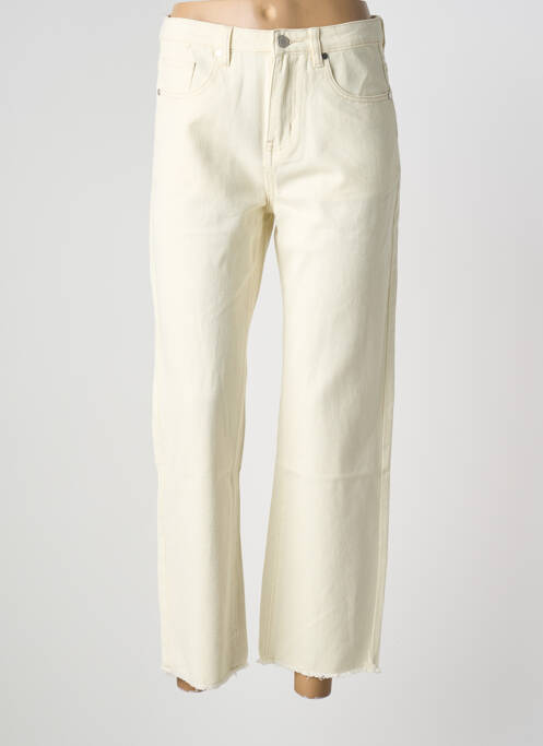 Pantalon droit fermeture zippée sous rabat boutonné taille normale beige ANDY & LUCY femme
