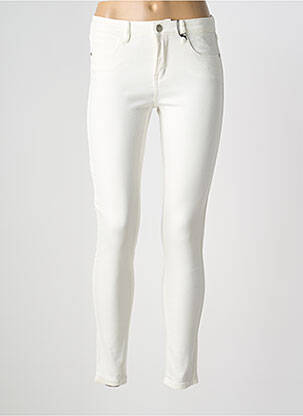 Pantalon slim tissage popeline taille normale blanc F.A.M. femme